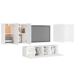 Ensemble de meuble TV 6 pcs Blanc Aggloméré