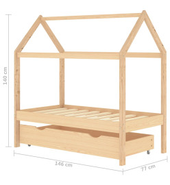 Cadre de lit d'enfant avec tiroir Bois de pin massif 70x140 cm