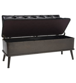 Banc de rangement avec dossier 110 cm Noir Similicuir