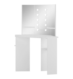 Coiffeuse d'angle table de maquillage lumière LED Blanc clair