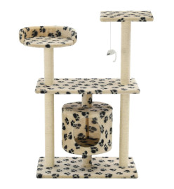 Arbre à chat avec griffoir en sisal 95 cm Beige Motif de pattes