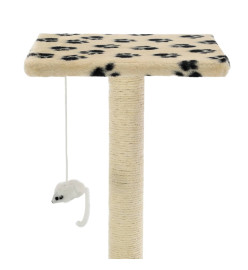 Arbre à chat avec griffoir en sisal 95 cm Beige Motif de pattes