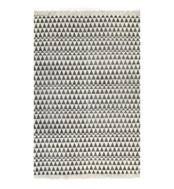 Tapis Kilim Coton 120 x 180 cm avec motif noir/blanc