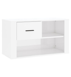 Armoire à chaussure Blanc brillant 80x35x45 cm Bois ingénierie