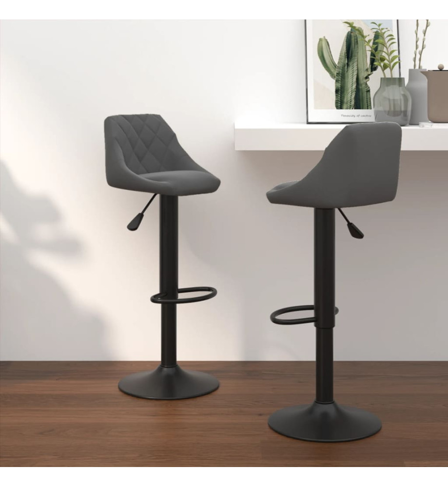 Tabourets de bar lot de 2 gris foncé velours