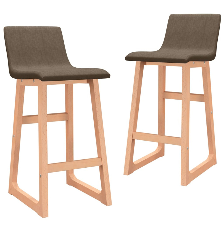 Tabourets de bar lot de 2 marron tissu