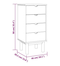 Commode OTTA Marron et blanc 46x39,5x90 cm Bois de pin massif