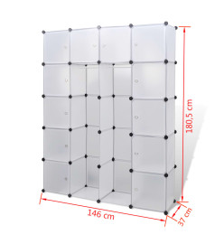 Cabinet modulable avec 14 compartiments blanc 37x146x180,5 cm