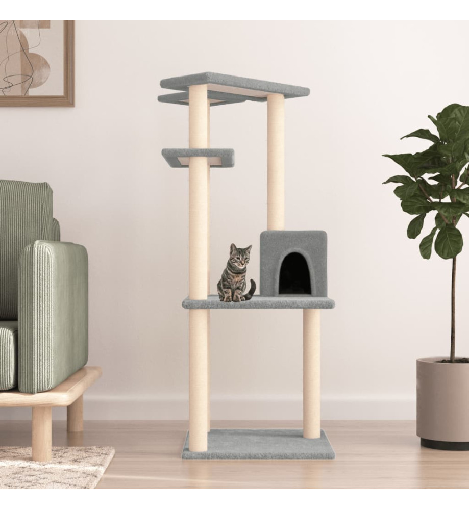 Arbre à chat avec griffoirs en sisal gris clair 123 cm