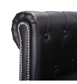 Canapé Chesterfield en forme de L cuir synthétique noir