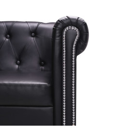 Canapé Chesterfield en forme de L cuir synthétique noir