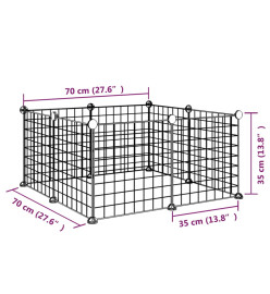 Cage animaux de compagnie à 8 panneaux Noir 35x35 cm Acier