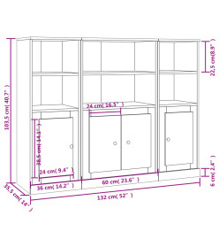 Buffets 3 pcs chêne sonoma bois d'ingénierie