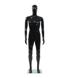 Mannequin homme corps complet base verre Noir brillant 185 cm