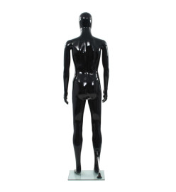 Mannequin homme corps complet base verre Noir brillant 185 cm