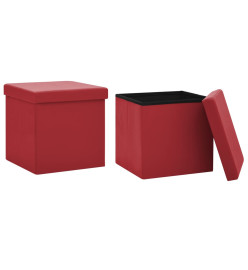 Tabourets de rangement pliables lot de 2 rouge bordeaux PVC