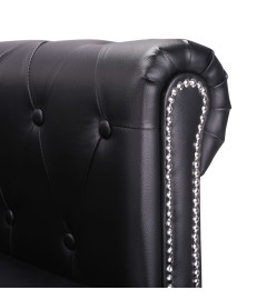 Canapé Chesterfield en forme de L cuir synthétique noir