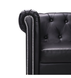 Canapé Chesterfield en forme de L cuir synthétique noir