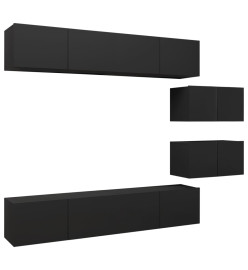 Ensemble de meuble TV 6 pcs Noir Aggloméré