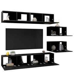 Ensemble de meuble TV 6 pcs Noir Aggloméré