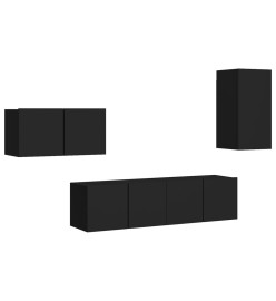 Ensemble de meuble TV 4 pcs Noir Aggloméré