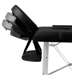 Table pliable de massage Noir 3 zones avec cadre en aluminium