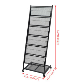 Porte-revues 47,5 x 43 x 133 cm Noir A4