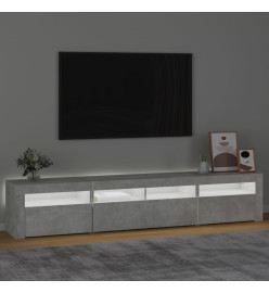 Meuble TV avec lumières LED Gris béton 210x35x40 cm