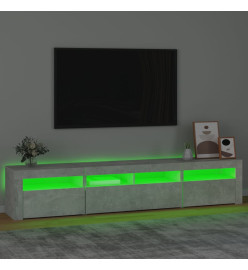 Meuble TV avec lumières LED Gris béton 210x35x40 cm