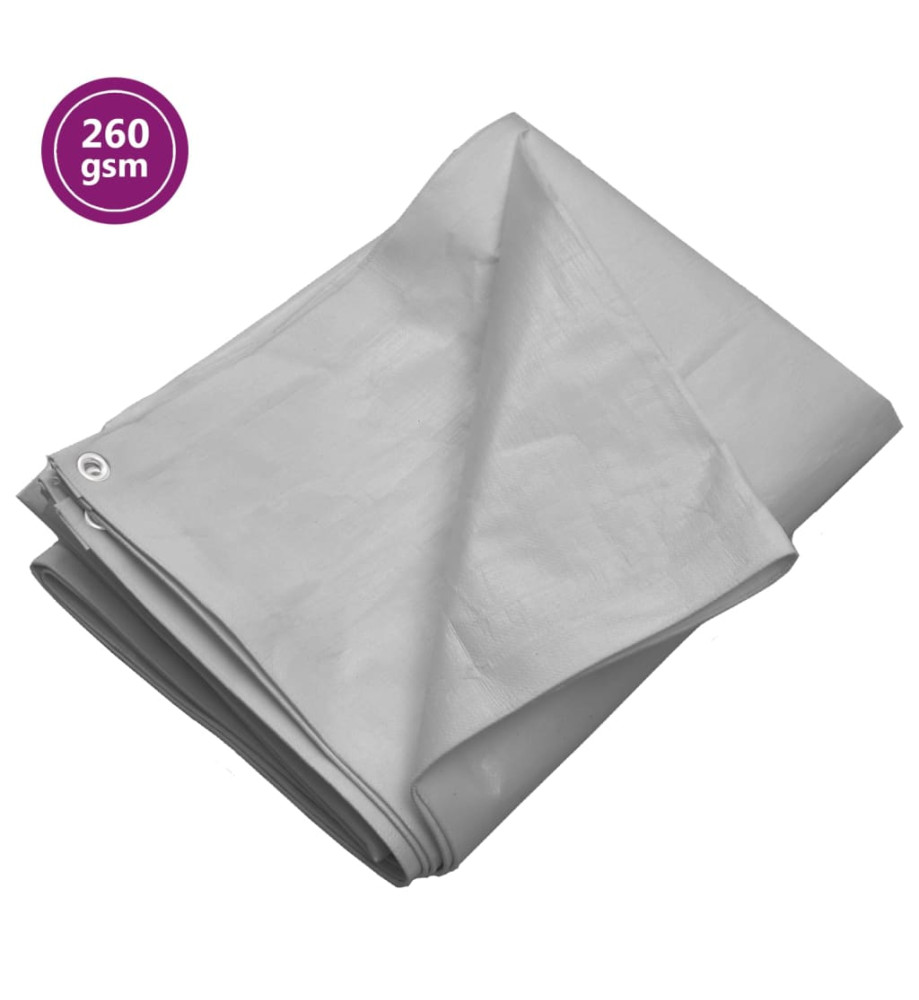 Bâche 260 g/m² 6x8 m Gris PEHD