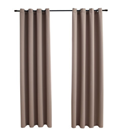 Rideaux occultants avec anneaux en métal 2 pcs Taupe 140x245 cm