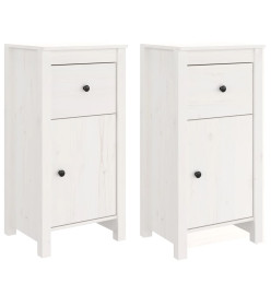 Buffets 2 pcs Blanc 40x35x80 cm Bois massif de pin