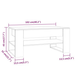 Table basse Sonoma gris 102x55x45 cm Bois d'ingénierie