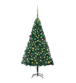 Arbre de Noël artificiel avec LED et boules Vert 210 cm PVC