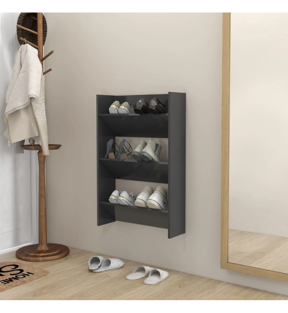 Armoire à chaussures murale Gris 60x18x90 cm Aggloméré