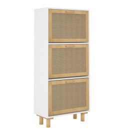 Armoire à chaussures Blanc 52x25x115 cm Bois d'ingénierie/rotin