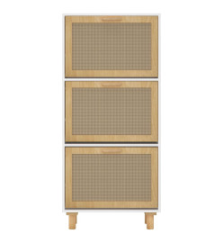 Armoire à chaussures Blanc 52x25x115 cm Bois d'ingénierie/rotin