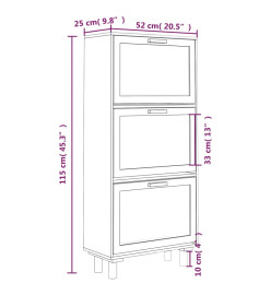 Armoire à chaussures Blanc 52x25x115 cm Bois d'ingénierie/rotin