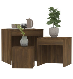 Tables gigognes 3 pcs Chêne marron Bois d'ingénierie