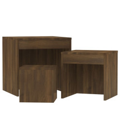 Tables gigognes 3 pcs Chêne marron Bois d'ingénierie