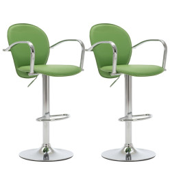 Tabourets de bar avec accoudoir lot de 2 vert similicuir