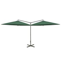 Parasol double avec mât en acier Vert 600 cm