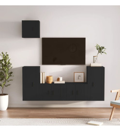 Ensemble de meubles TV 5 pcs Noir Bois d'ingénierie