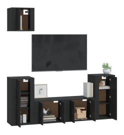 Ensemble de meubles TV 5 pcs Noir Bois d'ingénierie