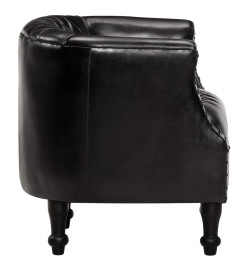 Fauteuil tube Noir 62x58x65 cm Cuir véritable