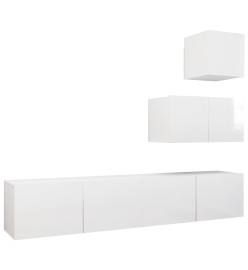 Ensemble de meuble TV 4 pcs Blanc brillant Aggloméré