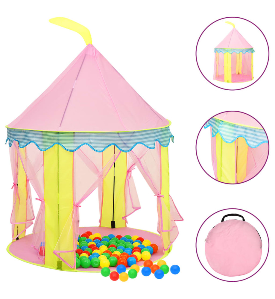 Tente de jeu pour enfants avec 250 balles Rose 100x100x127 cm