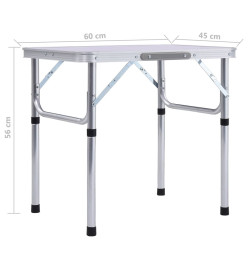 Table pliable de camping Blanc Aluminium 60x45 cm