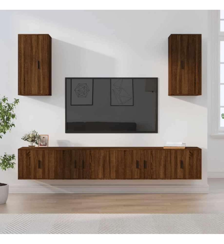 Ensemble de meubles TV 6 pcs Chêne marron Bois d'ingénierie