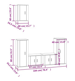 Ensemble de meubles TV 5 pcs Blanc brillant Bois d'ingénierie